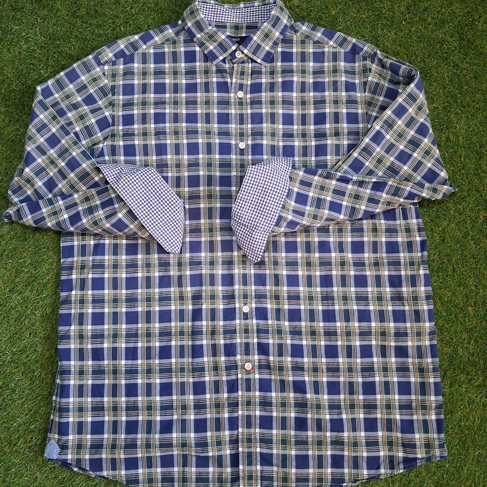 Daniel Cremieux Blue and White Plaid Button-Down Shirt